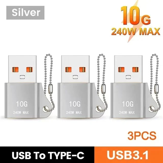 Adaptador USB a Type-C OTG 10A - Carga Rápida y Transferencia de Datos