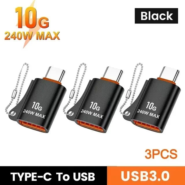 Adaptador USB a Type-C OTG 10A - Carga Rápida y Transferencia de Datos