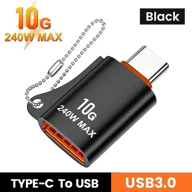 Adaptador USB a Type-C OTG 10A - Carga Rápida y Transferencia de Datos