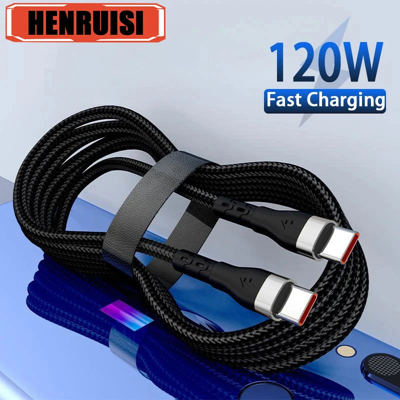 Cable USB-C a USB-C 120W 6A - Carga Rápida PD Trenzado