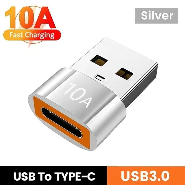 Adaptador USB a Type-C OTG 10A - Carga Rápida y Transferencia de Datos