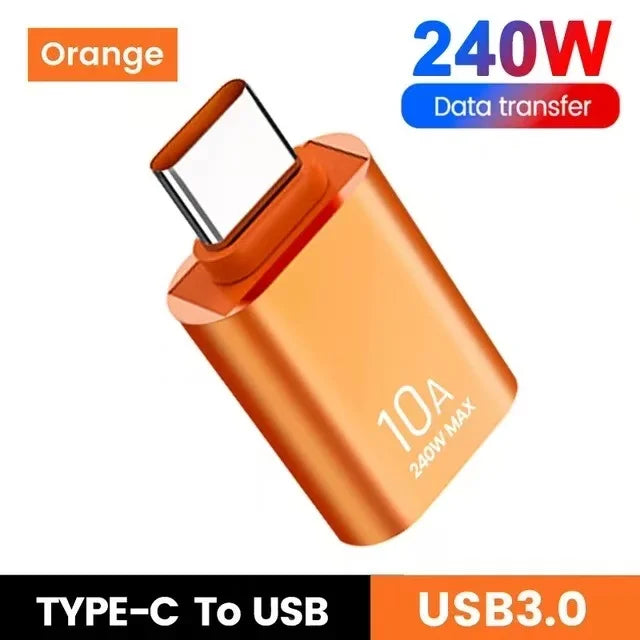 Adaptador USB a Type-C OTG 10A - Carga Rápida y Transferencia de Datos