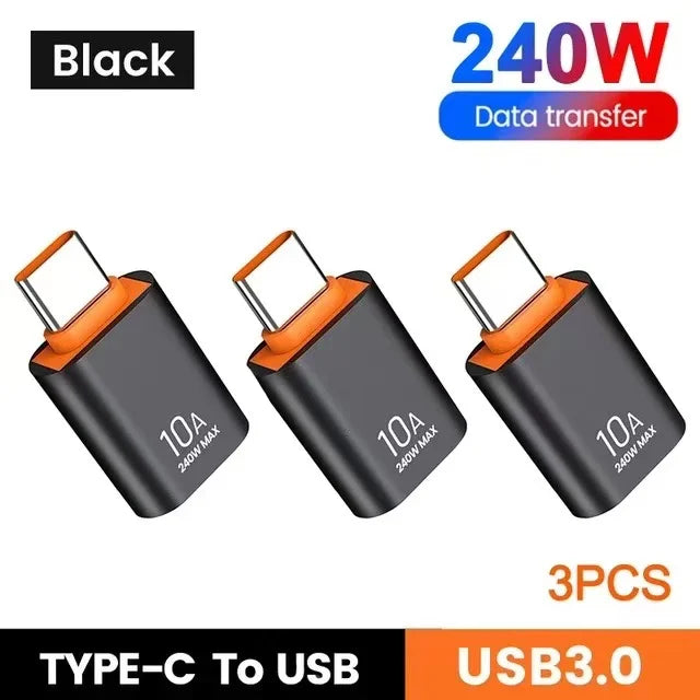 Adaptador USB a Type-C OTG 10A - Carga Rápida y Transferencia de Datos