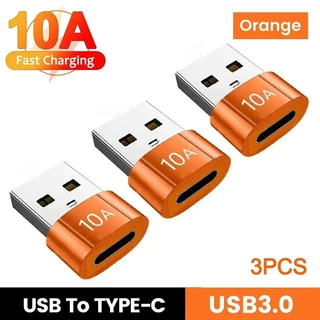 Adaptador USB a Type-C OTG 10A - Carga Rápida y Transferencia de Datos