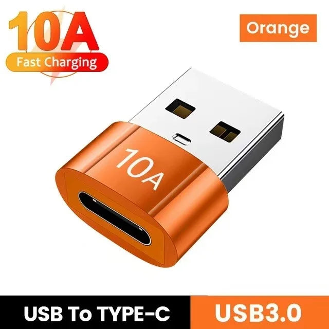 Adaptador USB a Type-C OTG 10A - Carga Rápida y Transferencia de Datos