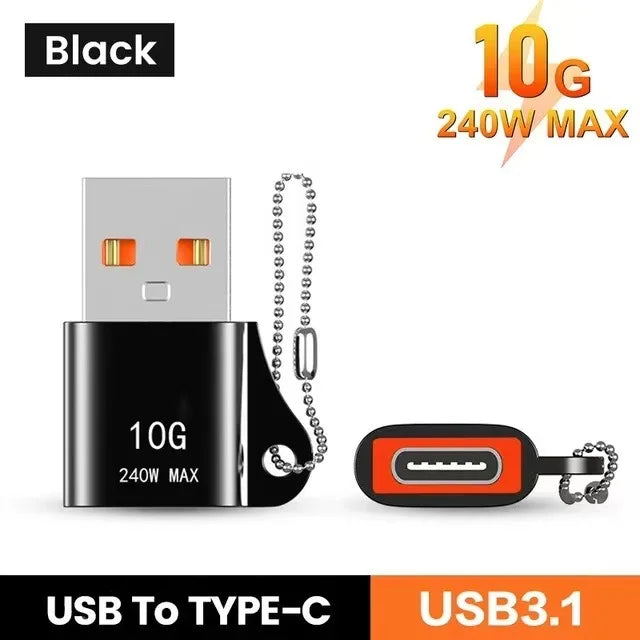Adaptador USB a Type-C OTG 10A - Carga Rápida y Transferencia de Datos