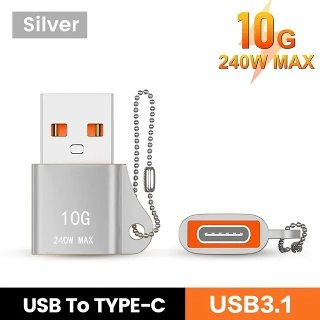 Adaptador USB a Type-C OTG 10A - Carga Rápida y Transferencia de Datos