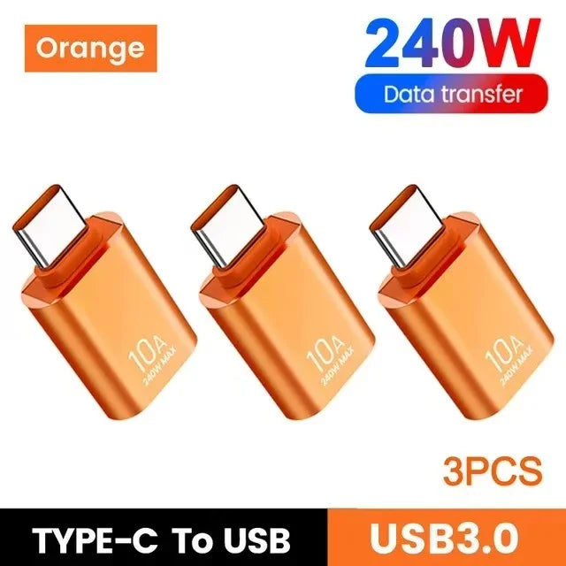 Adaptador USB a Type-C OTG 10A - Carga Rápida y Transferencia de Datos