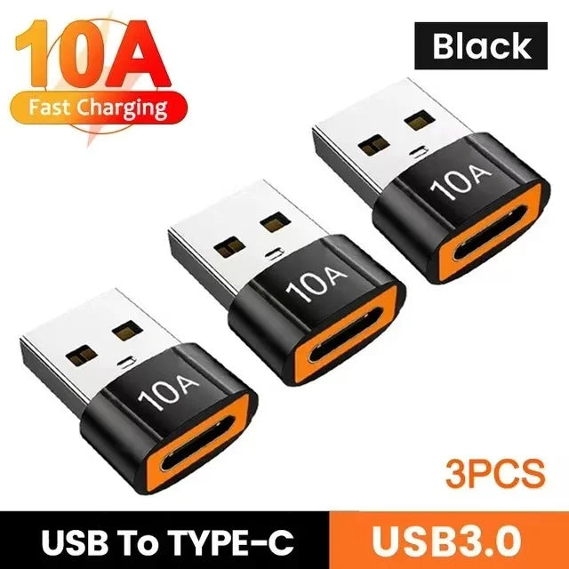 Adaptador USB a Type-C OTG 10A - Carga Rápida y Transferencia de Datos