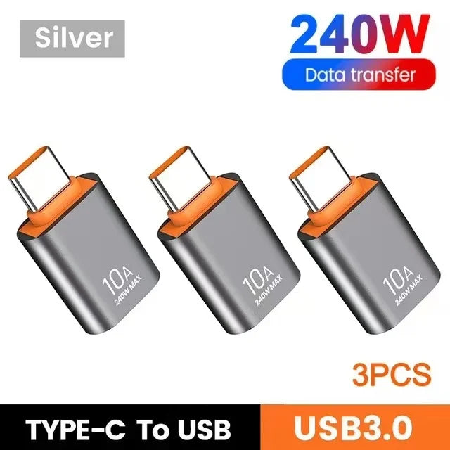 Adaptador USB a Type-C OTG 10A - Carga Rápida y Transferencia de Datos