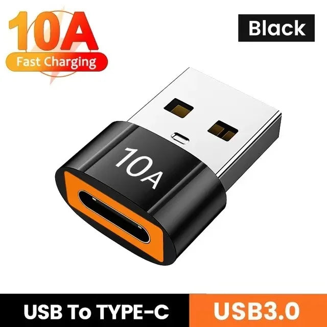 Adaptador USB a Type-C OTG 10A - Carga Rápida y Transferencia de Datos