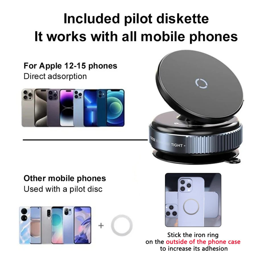 Soporte Magnético Auto MagSafe | Ventosa Vacío Rotación 360°